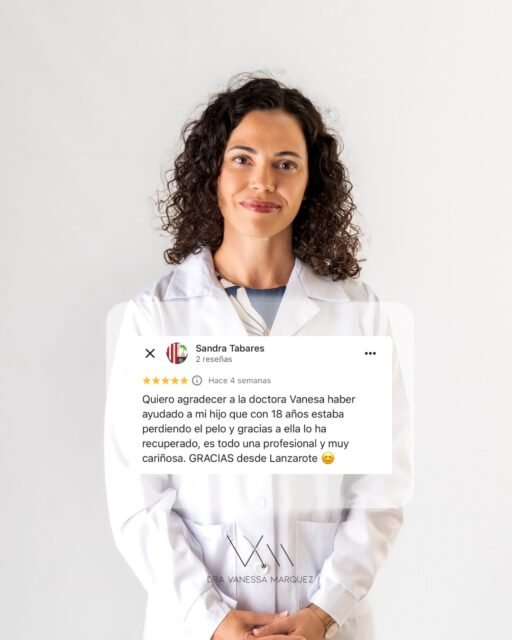 Detrás de cada caso de alopecia o caída del cabello hay una historia… y un proceso 👩🏻‍⚕️

Leer vuestros mensajes y ver cómo vais recuperando densidad capilar es de lo más bonito de mi trabajo 🤍
Después de estos años pasando consulta en Lanzarote y Las Palmas de Gran Canaria, solo puedo decir gracias por todo el cariño y la confianza que me habéis dado.
✨

📲 En el enlace de la bio podéis ir a Google Maps, leer las reseñas o dejar la vuestra si ya habéis pasado por consulta.

👩🏻‍⚕️ Dra. Vanessa Márquez
 Especialista en alopecia · caída del cabello · medicina capilar
📍 Lanzarote y Las Palmas de Gran Canaria
📞 680 73 14 53 | 696 38 27 55

💬 Si estás en tratamiento capilar… ¿en qué punto del proceso estás ahora?